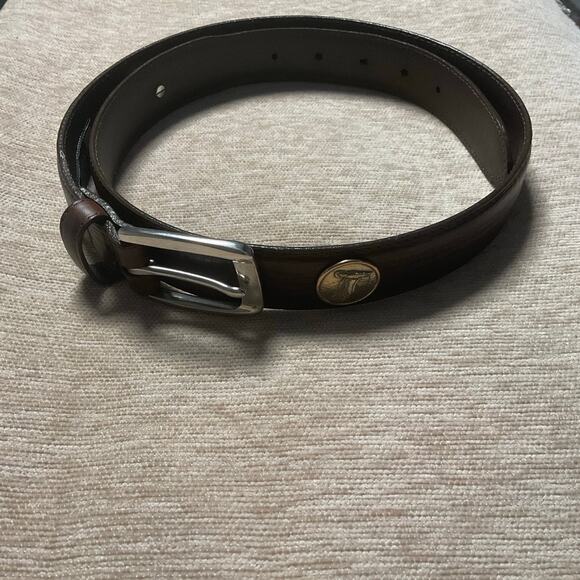 Brighton brown leather belt size 34 full green leather - Picture 2 of 11